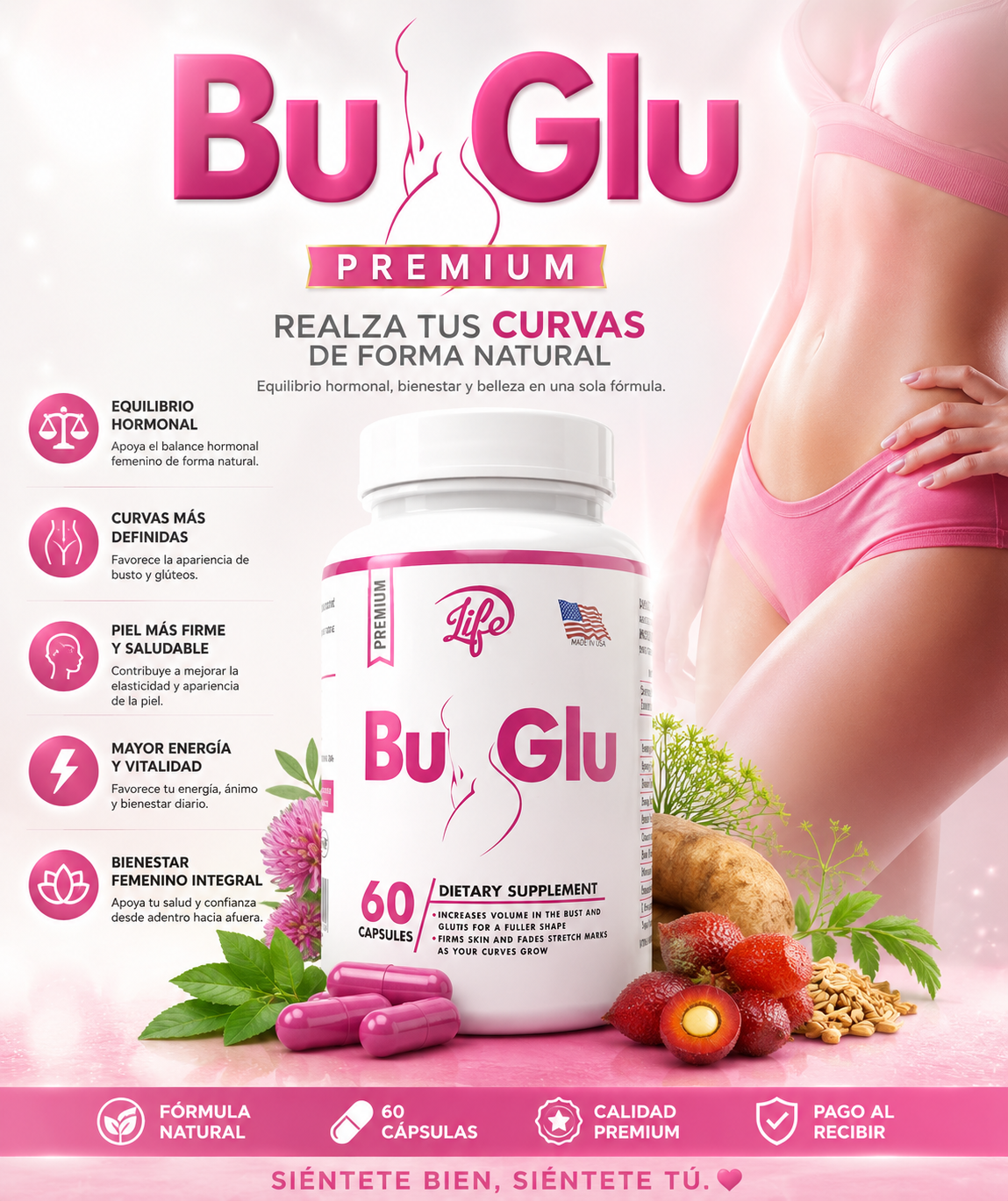 BU GLU™ PREMIUM Curvas y Gluteos Más Definidos, Confianza Más Grande