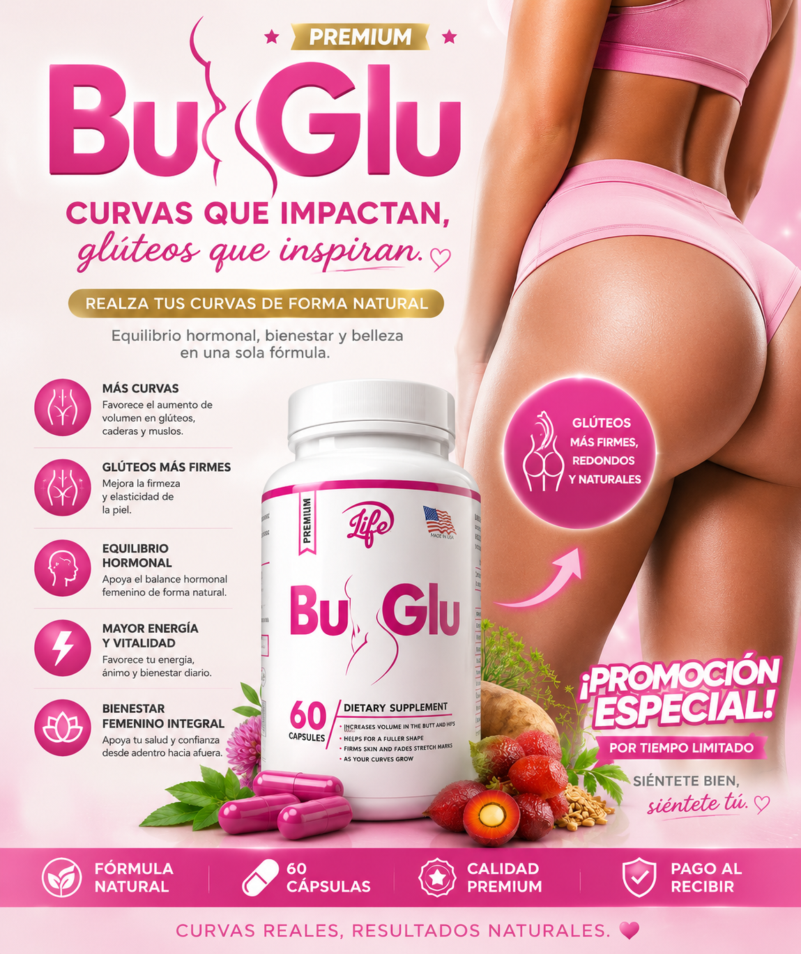 BU GLU™ PREMIUM Curvas y Gluteos Más Definidos, Confianza Más Grande