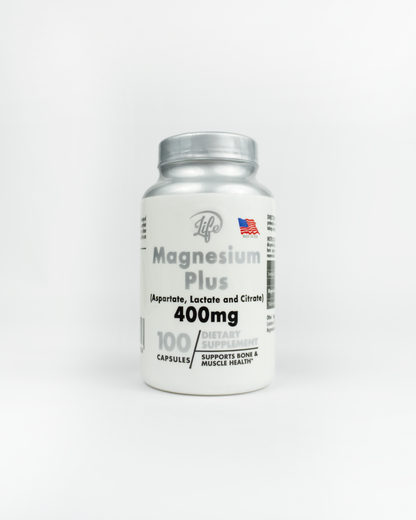 Magnesium Plus 400mg (Aspartate, Lactate & Citrate) – 100 cápsulas