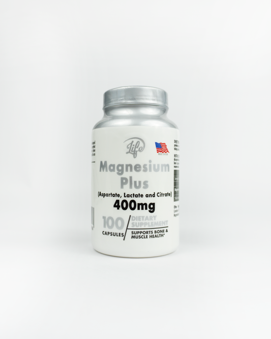 Magnesium Plus 400mg (Aspartate, Lactate & Citrate) – 100 cápsulas