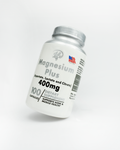Magnesium Plus 400mg (Aspartate, Lactate & Citrate) – 100 cápsulas