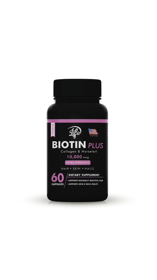 Biotin Plus – 60 Cápsulas | Cabello fuerte, piel radiante y uñas saludables